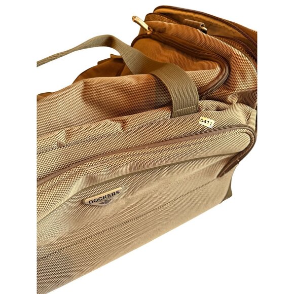 Dockers Beige Rolling Duffel Bag With Telescopic Handle & Multiple Compartments - Picture 2 of 16